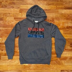 Levi's Graphic Print Logo Hoodie Sweatshirt Size Medium Gray Men’s Size Large